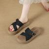 Cross-strapped thick-soled heightening slippers for women to wear retro fashion muffin sandals soft-soled beach slippers with skirts