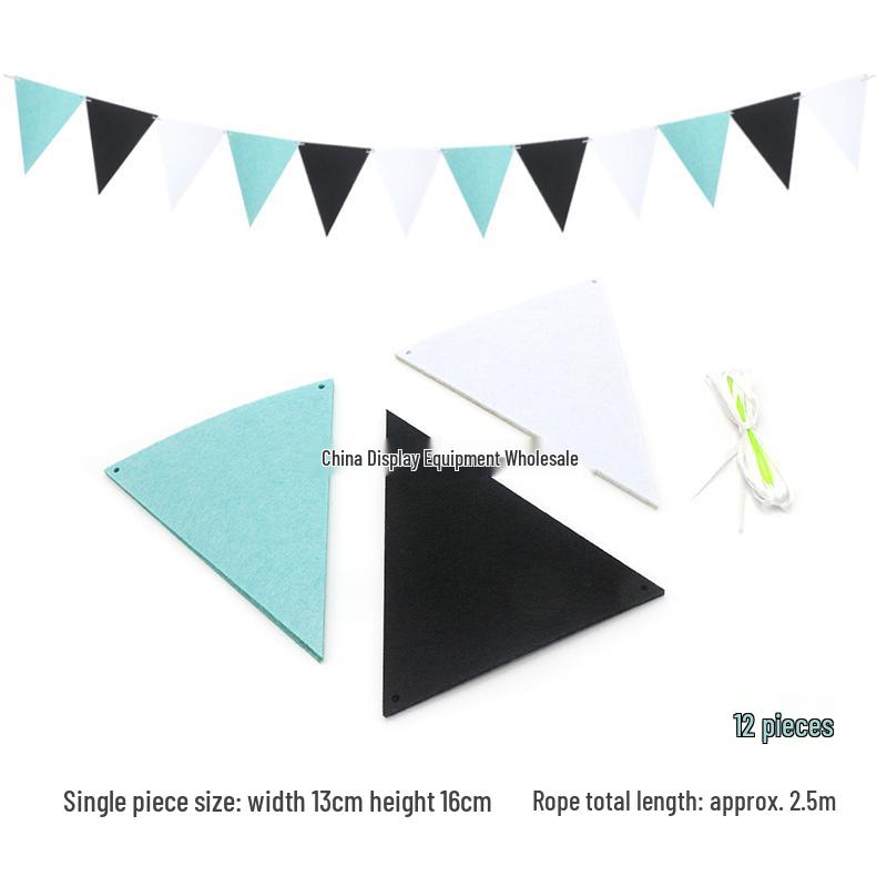 Triangle Flag Bunting for Kindergarten Decoration - Children's Room & Birthday Party Decor with Girlish Heart Design