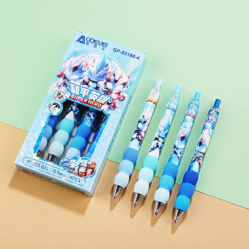 4-Pack Click-Action Neutral Pen with Sponge Grip for Students - Black Ink Press-Type Bouncing Pen