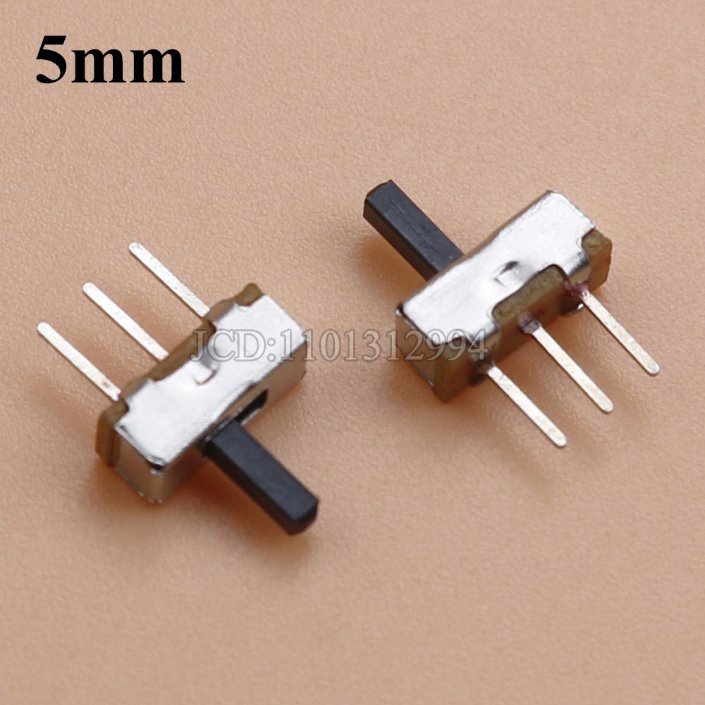 20Pcs SS12D00 Interruptor On-Off Mini Slide Switch 3pin 1P2T 2 Position High Quality Toggle Switch Handle Length:3MM/4MM/5MM/6MM