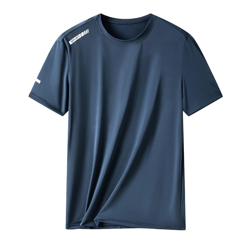 T-shirt Men's Half-sleeved T-shirt Men's Fashionable Round Neck Ice Silk T-shirt Casual Lightweight Breathable Fitness T-shirt Short-sleeved