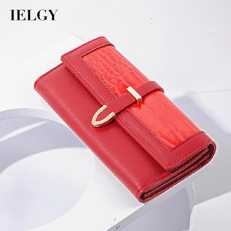 

IELGY Women s All Match Simple Style Solid Color Wallet красный