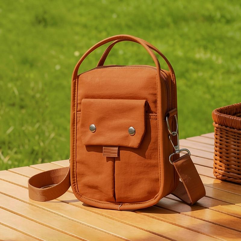 Women's Nylon Handbag Solid Color Mobile Phone Bag Multi-functional Shoulder Crossbody Bag