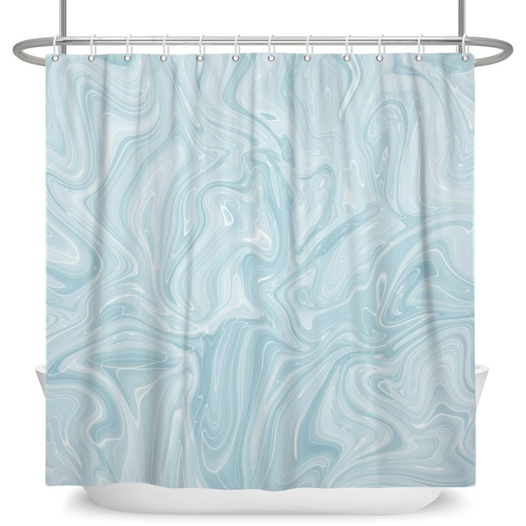 Marble Texture Shower Curtain Abstract Fluid Art Print Waterproof Bath Curtain Bathroom Decor Multiple Color Polyester With Hook