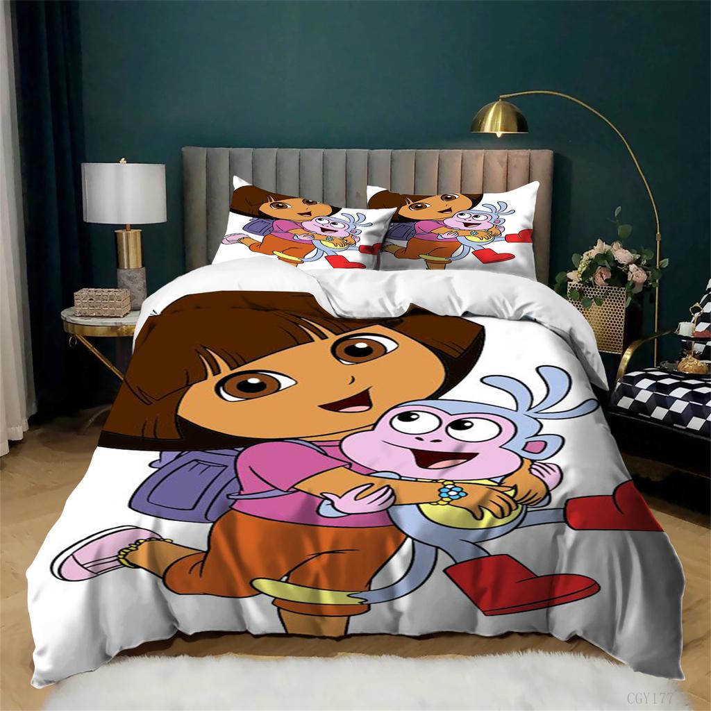 Do-ra The Explorer Kids All-Season Bedding Set Soft Lightweight Microfiber Duvet Cover Set,3-Pcs Full Size Quilt Cover