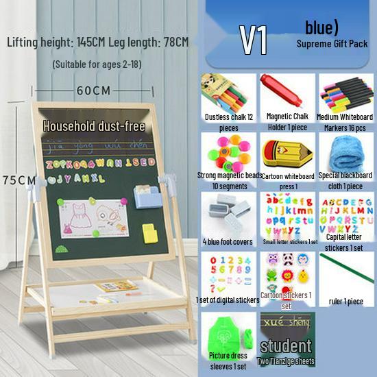 Double-Sided Magnetic Doodle & Writing Easel for Toddlers - Dust-Free Blackboard
