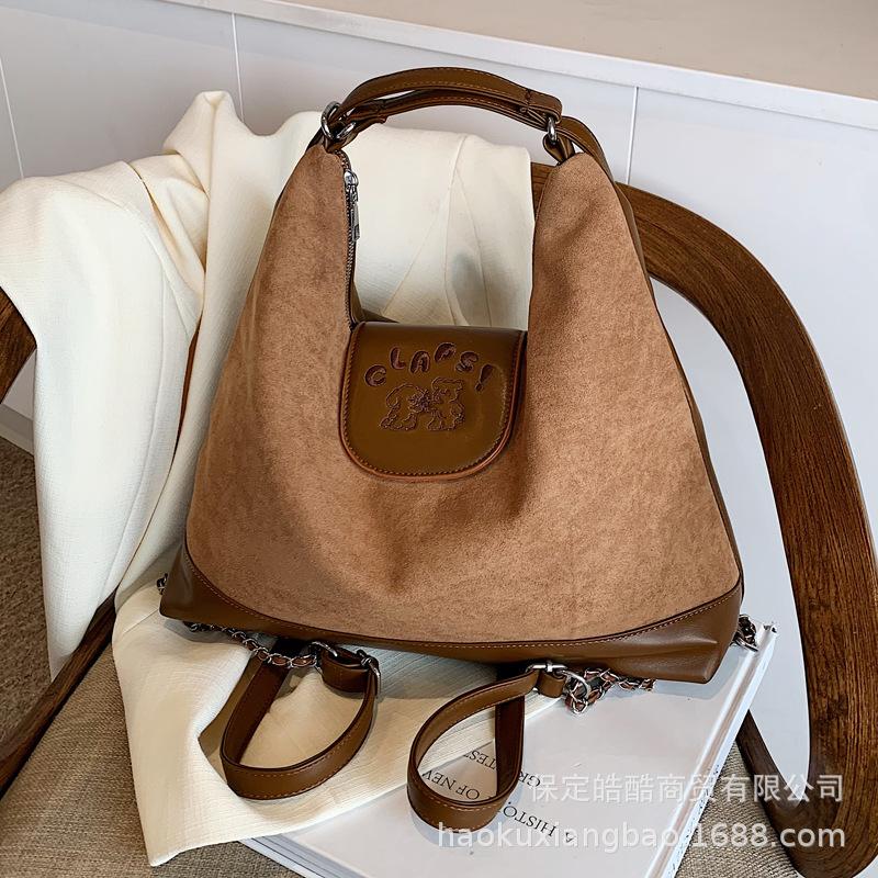 Commuter Tote Bag Women's Large Capacity 2025 New Autumn and Winter Matte Retro Shoulder Messenger Bag Multi-functional Backpack