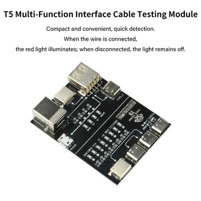 T5 Data Cable Detection Board USB Cable Tester For iOS Android Micro USB Type-C Type B Short Circuit On-Off Switching Test Tool