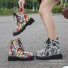 2025 new autumn and winter Martin boots European and American large size graffiti women's boots printed cartoon lace-up pattern leather boots children