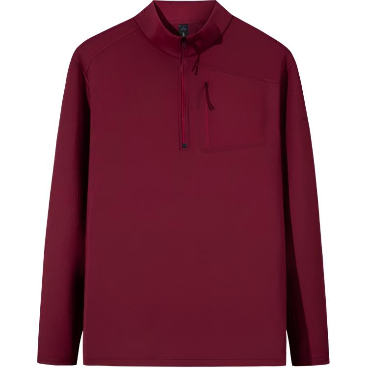 

Anta Comfortable Casual Simple Fleece Warm Long Sleeve T-Shirt Men Tops Dark-Red 152510406-5 XL