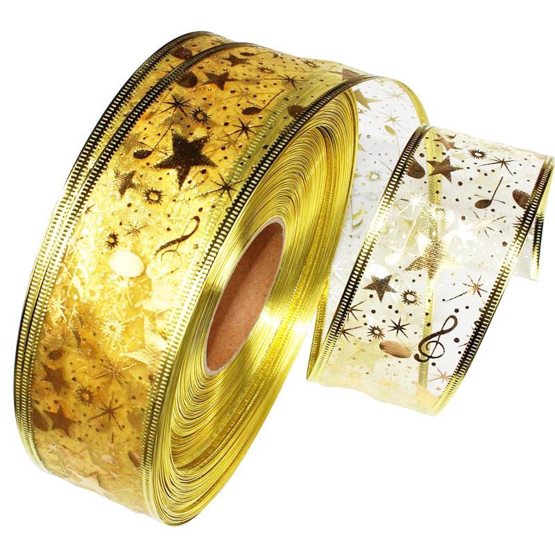 Meter Impressive 2 Gold Foil Ribbon For Unique Christmas Decorations Tree