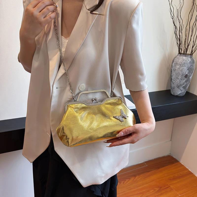 Gold Silver Party Purse Clutch Bag For Women Brand Shell Bag Handbag High Quality Pu Leather Shoulder Crossbody Bag