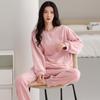Flannel Pajamas Women'S Autumn And Winter Fleece Thickened Warm Suit Sweet Coral Fleece Loungewear