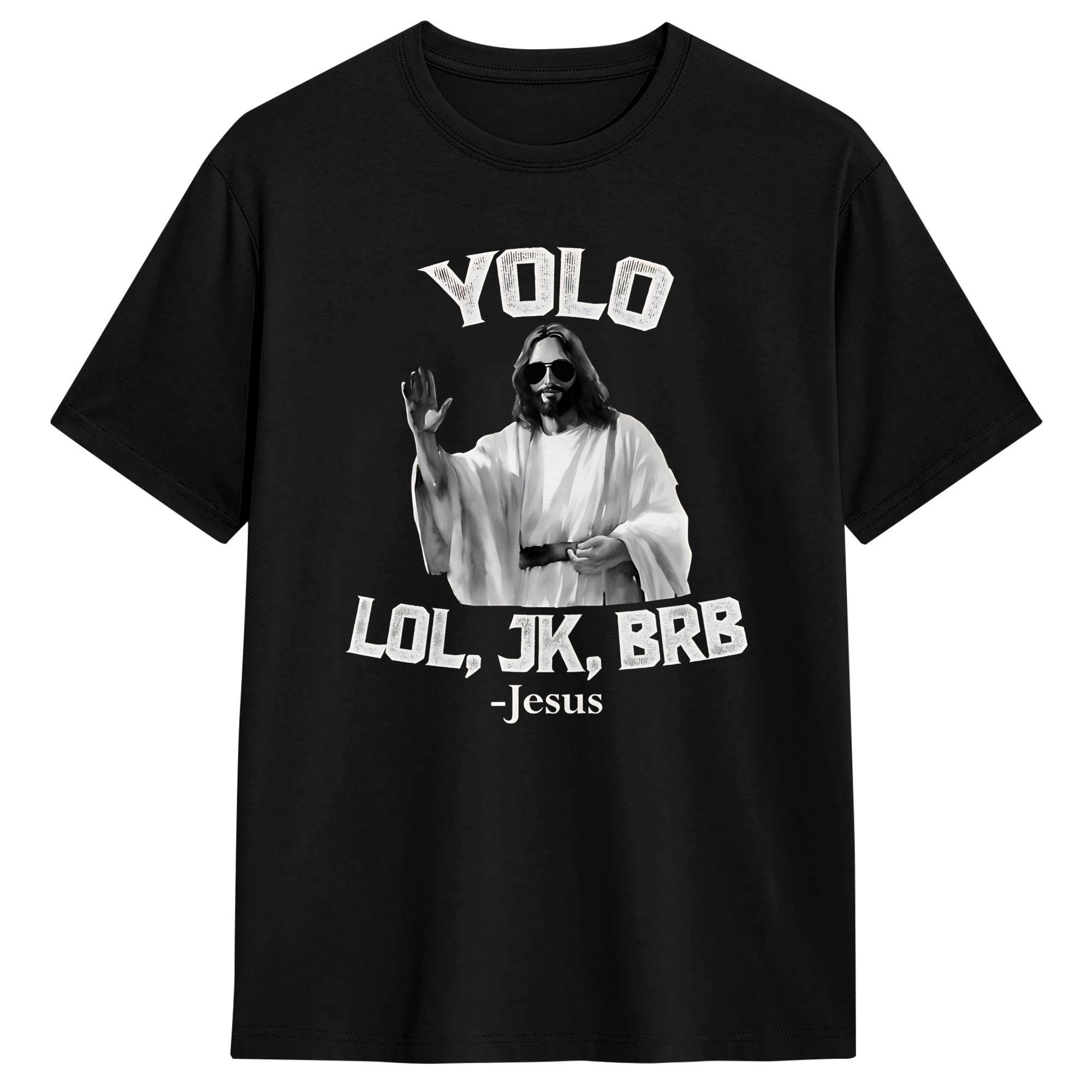 Easter Yolo Jk BRB Jesus  Cotton T Shirt For Unisex Summer  Y2K Funny TShirts Popular Tees Oversize Printed Tops S