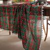 Christmas Tablecloth Green Plaid Snowflake Cotton Linen Rectangular Table Cover New Year Gifts Dining living room Table Decor