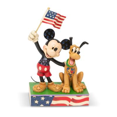 Enesco Disney Traditions Mickey & Pluto American Flag 6005975