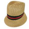 Used 9539 Woven Straw Hat 434760 K0M00 9666 7919 Sherry Green Red Straw Medium 22.4" Unused Web Stripe Natural Women's