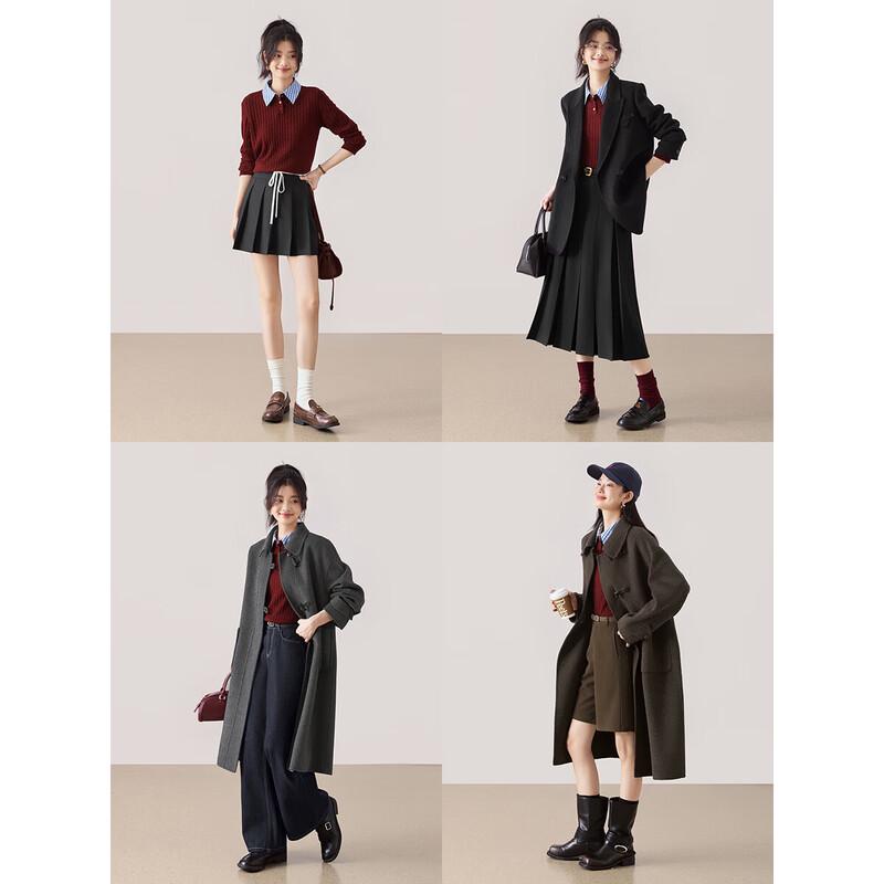 Mohanyimei Wool Blend Cable Knit Polo Sweater