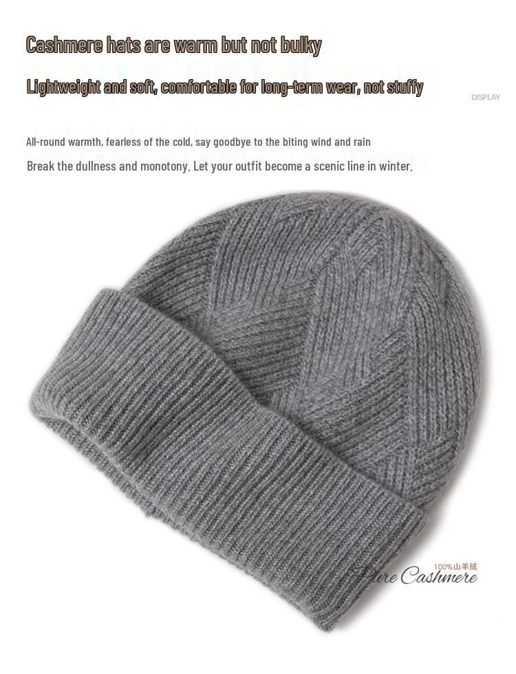 Kang Sai Ni 100% Pure Cashmere Knit Hat - Versatile & Warm Ear Protection for All Ages, European & American Style