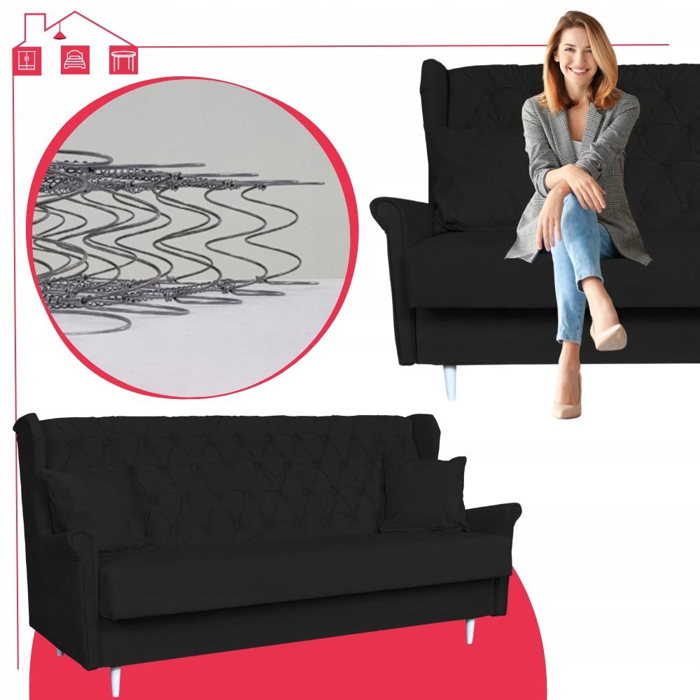 3-seater Sofa Bed with Sleeping Function WELUR Black GAJA Family Meble