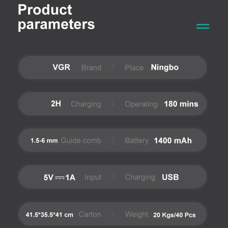 VGR V-972 Hair Trimmer Electric Beard Hair Clipper Barber Hair Cutter Machine Trimer Men's Hair Clipper Shape Carving with LED Digital Display Shaver