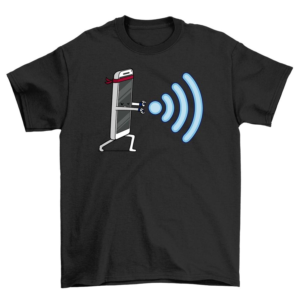 WI FIKADUKEN Funny T-shirt - Hilarious WiFi Mood! 100% Cotton, Unisex Design for