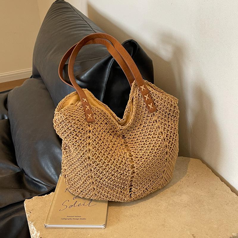 Versatile Woven Bag Women's Large-capacity New Leisure Vacation Shoulder Bag Seaside Beach Tote Bag