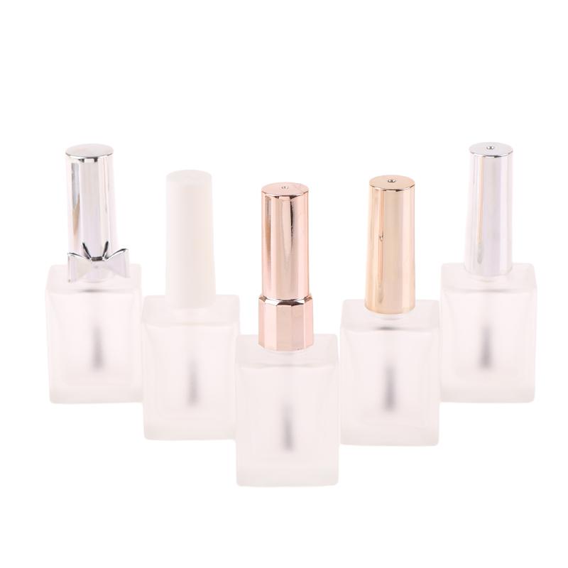 15ml Empty Frosted Round Nail Polish Bottle With Portable Brush Nail Art Container Glass Nail Oil Bottles Light-Resistant