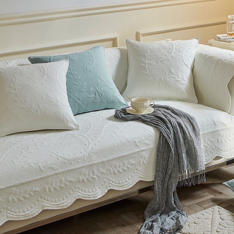 

French Style Pure Cotton Sofa Cushion Minimalist Modern All Year Round Neutral Non-Slip Fabric Cushion Leather Sofa Cover Cover Cloth Fishing Boat Sing Evening-White Pillowcase 45*45cm