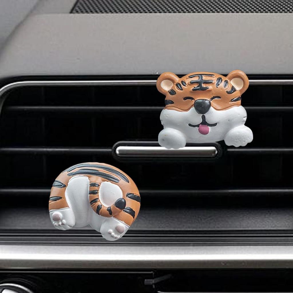 2PCS Panda Head and Tail Car Air Vent Clip, Cute Animal Vehicle Dashboard Air Vent Trim Clips, Creative Automotive Interior Diffuser Decoration