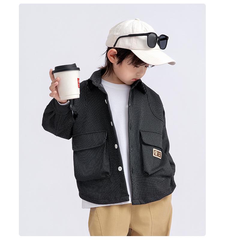 Boys' Stylish Long-Sleeve Turn-Down Collar Shirt - 2025 Spring/Autumn Collection