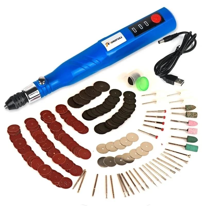 USB Electric Drill Cordless Electric Drill Engraving Pen Rotary Tools Mini Drill Set For Polishing Drilling Cutting Dremel Tools