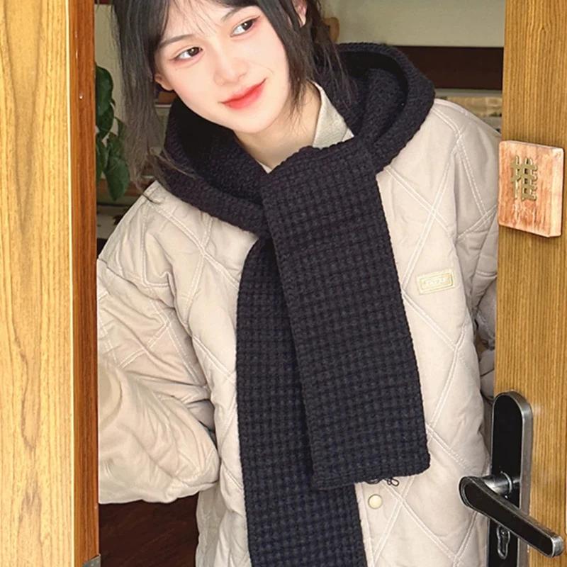 Fashion Balaclava Scarf Hat Winter Warm Earmuffs Cap For Women Girls Thicken Neck Ear Protector Beanies Outdoor Hooded Scarf
