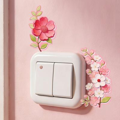 Nightlight Fresh Relief Small Flower Wall Decoration for Living Room Entrance Switch and Wall Sticker