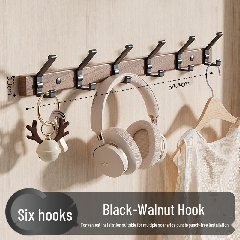 Walnut Strong Load-Bearing Door & Wall Hook Rack