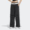 Adidas Originals Retro Sport Three Stripe Color Block Loose Woven Pants Women Pants Black IZ1528