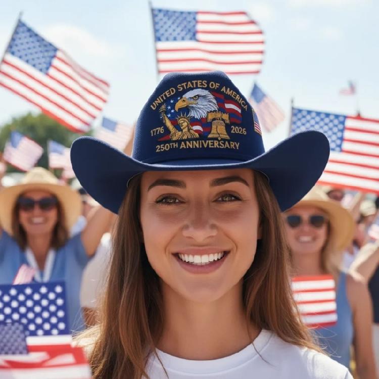 Fashionable Patriotic Embroidered Cowboy Hat Headwear Accessories For Holiday Gatherings And Outdoors adventure