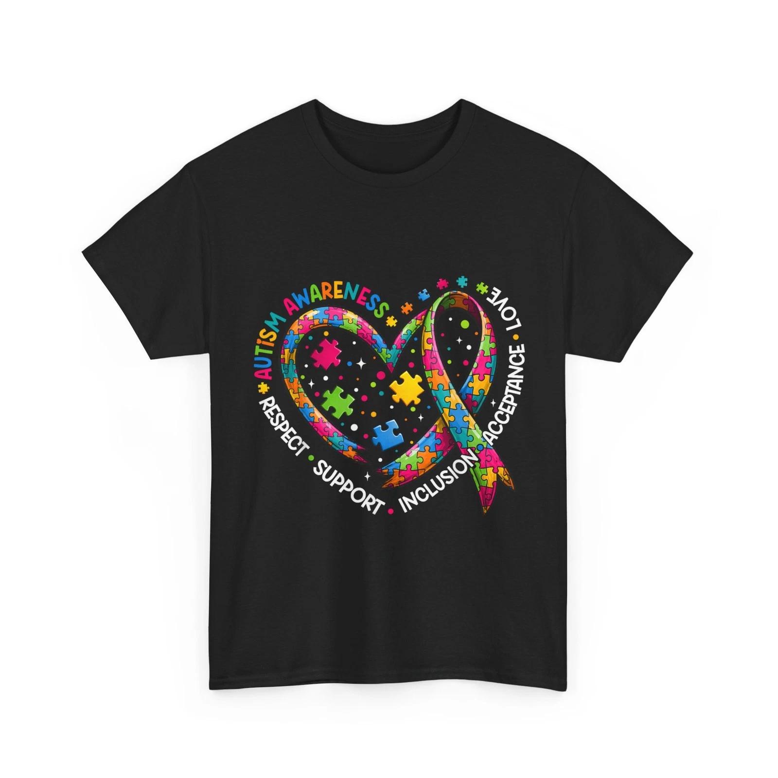 Autism Awareness Shirt, Heart Respect Love Support Women Men T-Shirt XL