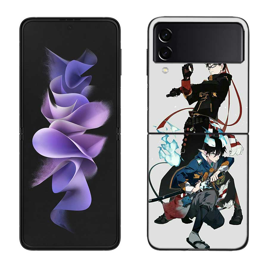 Anime Ao no Exorcist Okumura Rin Phone Case For Samsung Z Flip 7 6 5G Galaxy Z Flip 5 4 3 Black Hard Cell Cover Luxury PC Shell