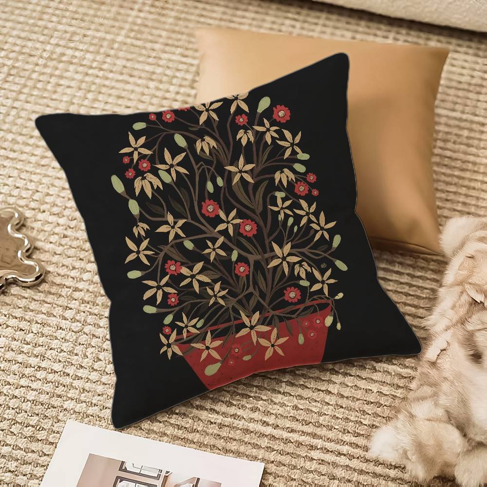 Vintage Vase Print Pillow Case Anti-dustmite Invisible Zipper Sofa Bed