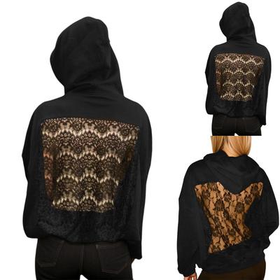 Women's Fashionable Sexy Backless Pullover Hollow Mesh Back Hoodie Breathable Hoodie Mesh Transparent Sweatshirt
