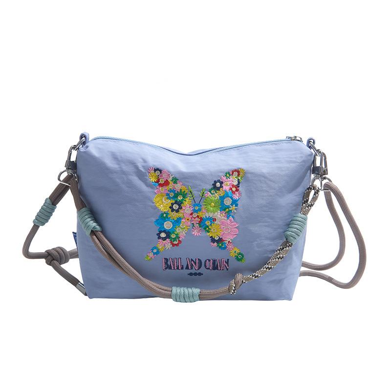 Embroidery Zipper Shoulder Bag Women's Niche Design Small Fresh Fashion Large Capacity Portable Storage Bag Toilet Bag