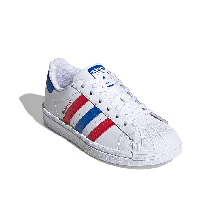 Adidas Originals SUPERSTAR Low top Skateboard Shoes White Blue Red Children Aged 3 7 Years Old FW5850