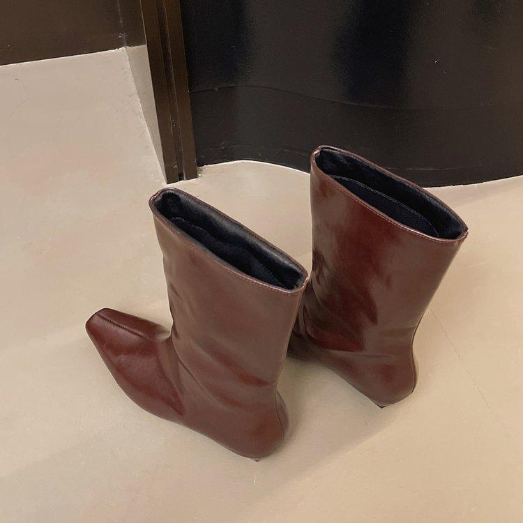 

Серый Дневник~ Продвинутый Смысл Простой Зарубежный Стиль Маленькие Короткие Ботинки Женственность Квадратный Носок Внутреннее Увеличение Высоты Рукав Французские Ботильоны 42