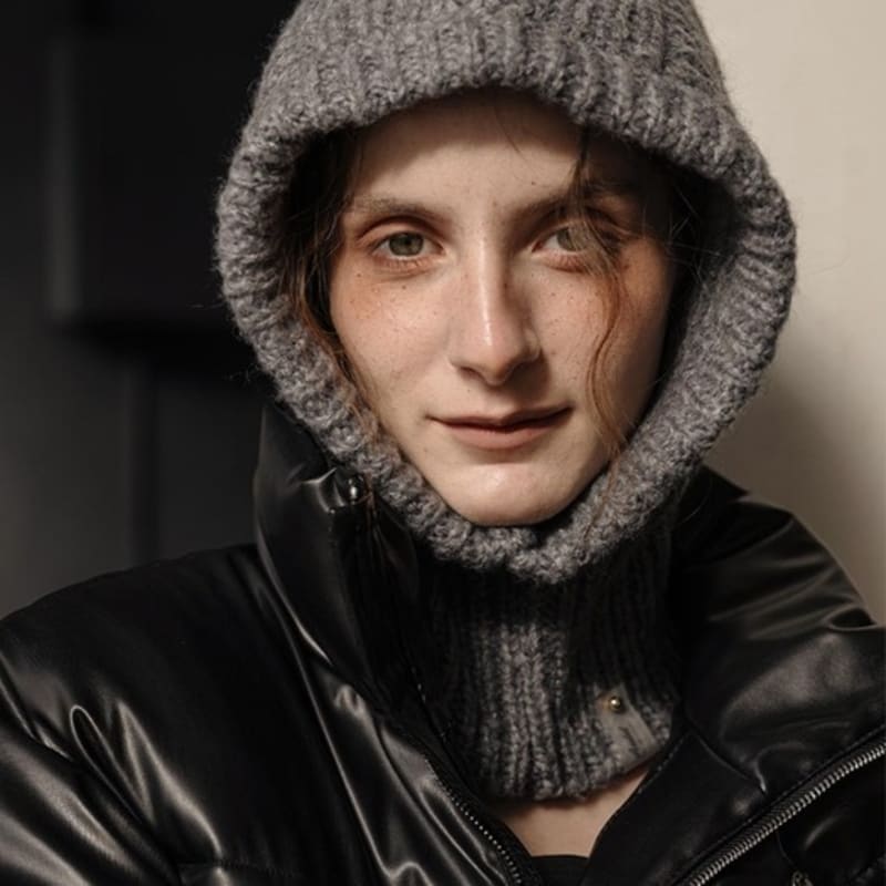 

ACCLET Medium Weight Knit Short Balaclava Gray gray