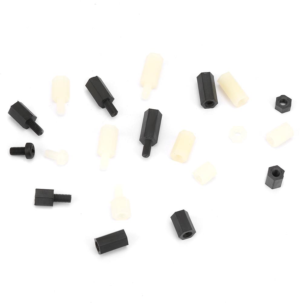 

300pcs White and Black Nylon M3 Hex Standoff with M3 Hex Nut and Cross Screw Kit