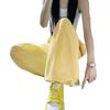 Women's Summer High Waist Yellow Drape Skirt Pants - Korean Style Loose Slimming Wide-Leg Casual Lantern Design.