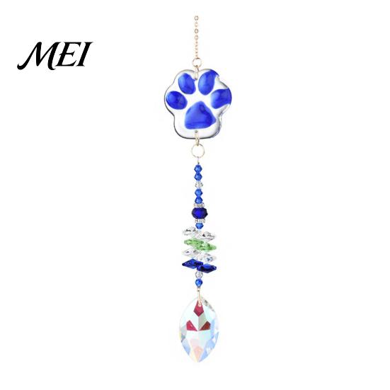 Exquisite Craftsmanship Wind Chime Crystal Cat Paw Chimes, Suncatchers for Windows Hanging, Macaron Color Prism Rainbow Maker Indoor Outdoor