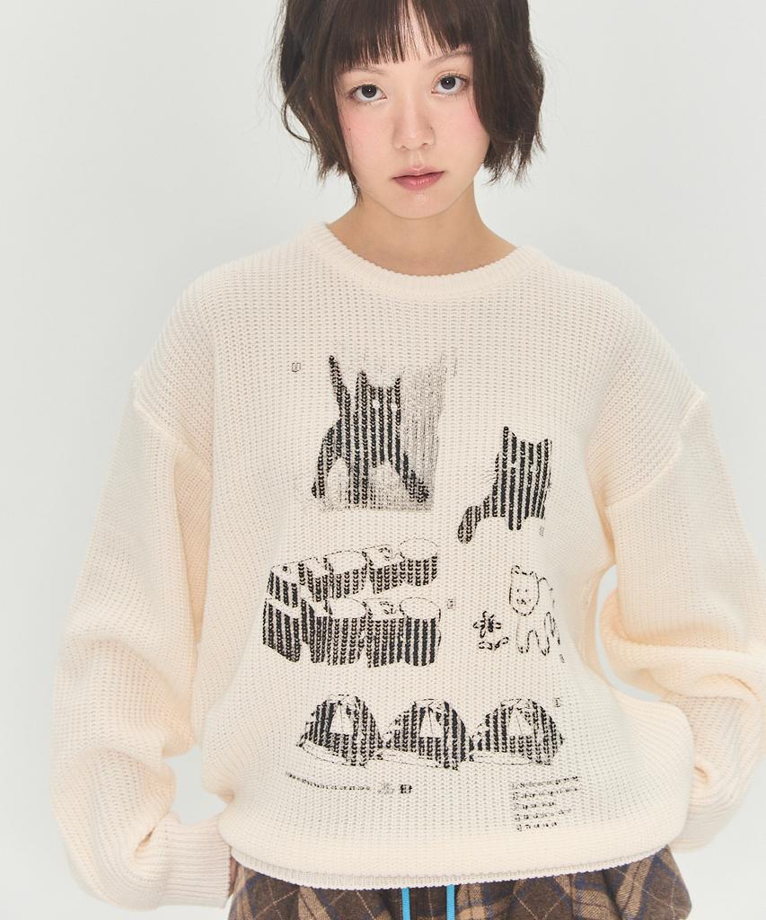 VIDEO JOCKEY Hipster Graphic Knit Sweater [4 Colors]