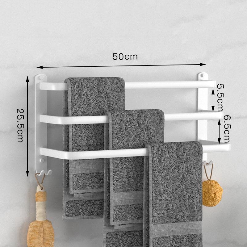 White Aluminum Bathroom Towel Rod Wall-mounted Toilet Towel Storage Rack 1/2/3 Layer Rod Towel Rack Bathroom Hardware 30-50cm